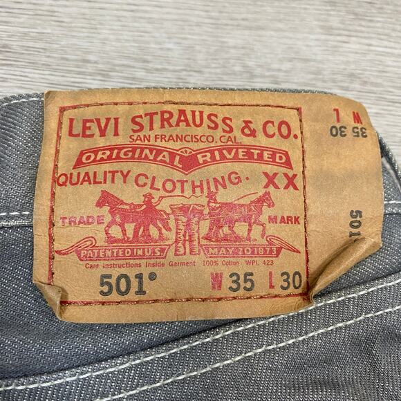 Vintage Y2K 501 Button Fly Straight Leg Gray Jeans Men's 34x29 - Picture 4 of 12